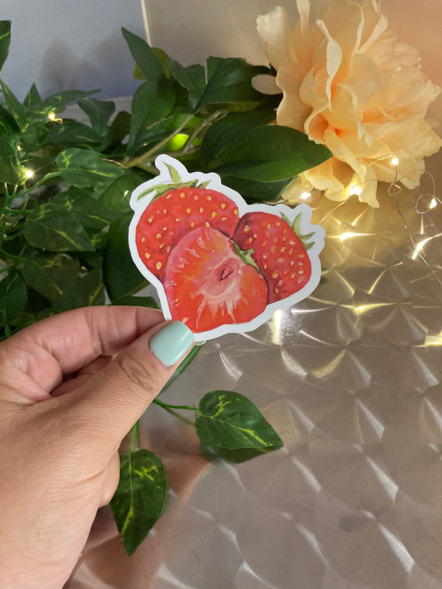 LOT 4 STICKERS 8 cm  Fruits d'été