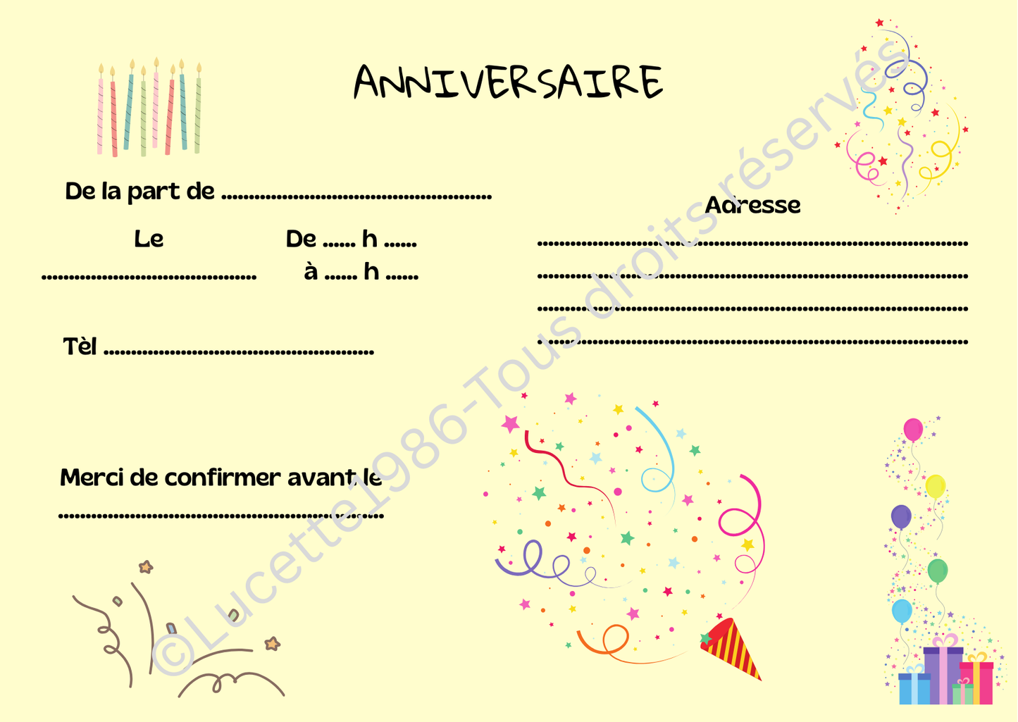 LOT 8 INVITATIONS ANNIVERSAIRE RICO & JUNIOR