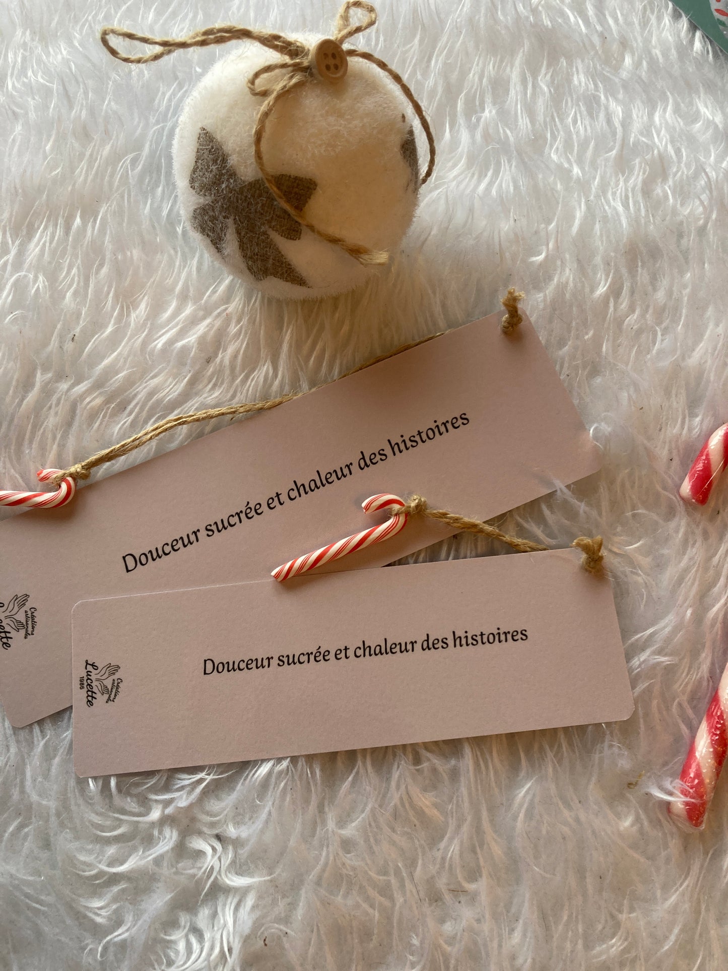 Marque-pages orné sucre d’orge  DOUCEUR DES FÊTES